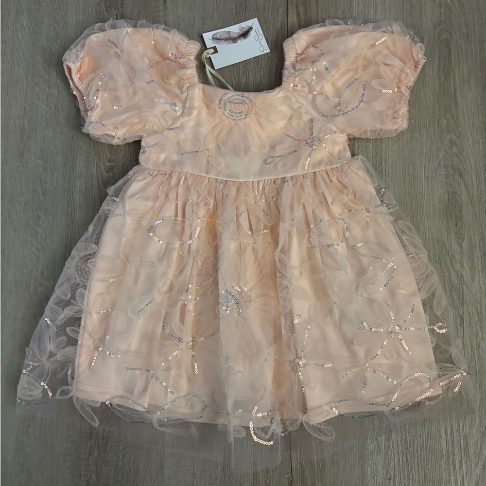 Jessica Simpson Peach Puff Sleeve Dress